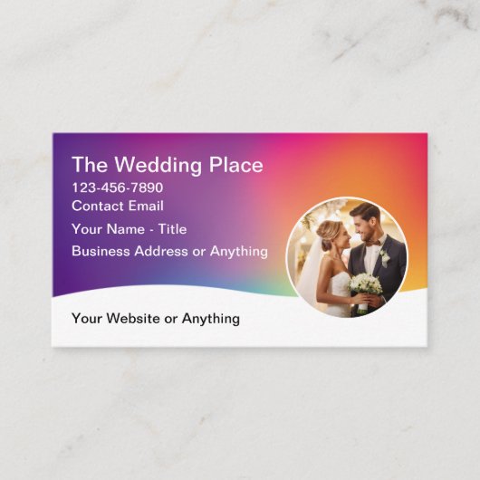 のカラフル結婚テーマモダン名刺 名刺 (正面)