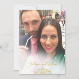 のカラフル結婚金ゴールドアクセントモダン 招待状