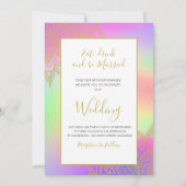 のカラフル結婚金ゴールドアクセントモダン 招待状 (裏面)