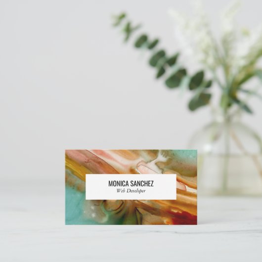のカラフル絵画抽象芸術名刺デザイン 名刺 (スタンド正面)
