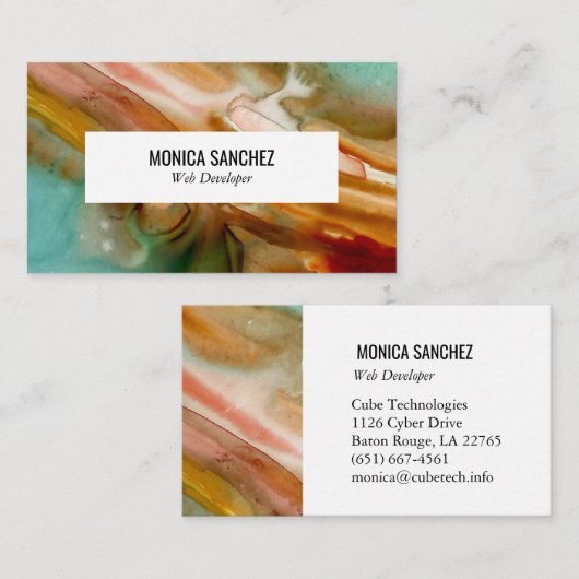 のカラフル絵画抽象芸術名刺デザイン 名刺 (正面/裏面)