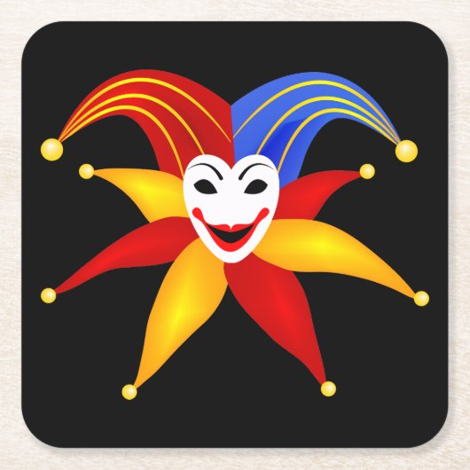 のカラフル遊カードジョーカー記号 スクエアペーパーコースター (正面)