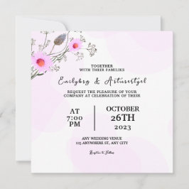 のカラー結婚フラワーカード招待状デザインベクトル 招待状