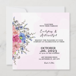 のカラー結婚フラワー招待状カードデザインベクトル 招待状