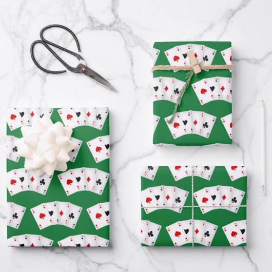 のカークールド遊パターンのカジノパーティー ラッピングペーパーシート (正面)