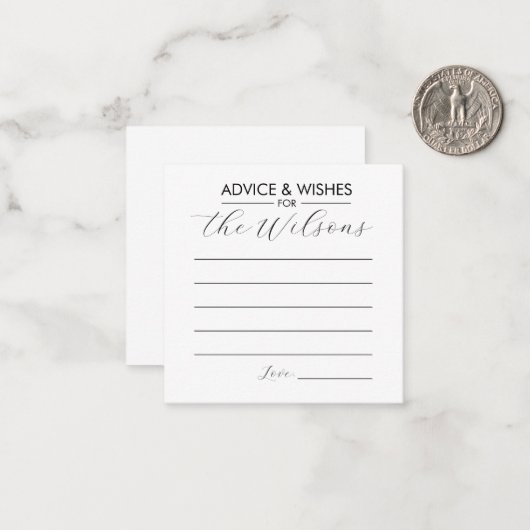 のカードに対する結婚アドバイスと願い ノートカード (正面/裏面インサイチュ)