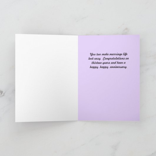 のカード結婚の金ゴールドカラーとLAV記念日。 サンキューカード (内部)