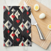 のカード遊のトランプのポーカースーツ。 キッチンタオル (四つ折り)