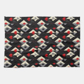 のカード遊のトランプのポーカースーツ。 キッチンタオル (横)