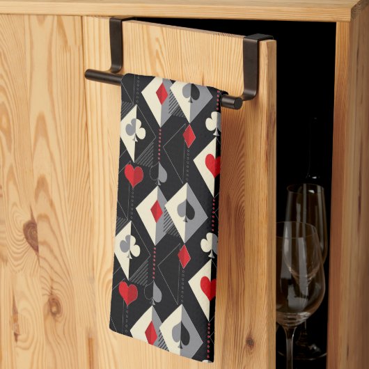 のカード遊のトランプのポーカースーツ。 キッチンタオル (三つ折り)