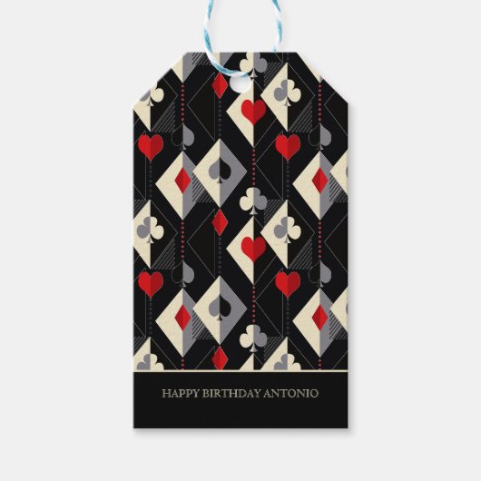 のカード遊のトランプのポーカースーツ。 ギフトタグ (正面)