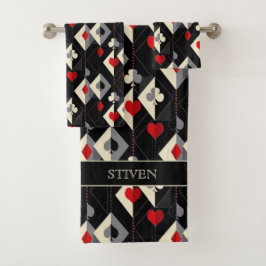 のカード遊のトランプのポーカースーツ。 バスタオルセット