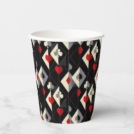 のカード遊のトランプのポーカースーツ。 紙コップ