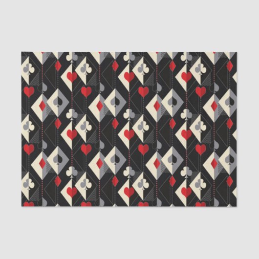 のカード遊のトランプのポーカースーツ。 薄葉紙 (正面)