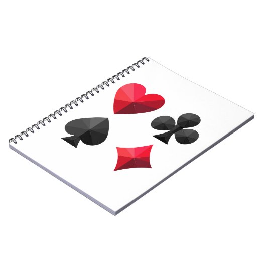 のカード遊の4つのスーツ:ハート、クラブ、スペード ノートブック (左側)