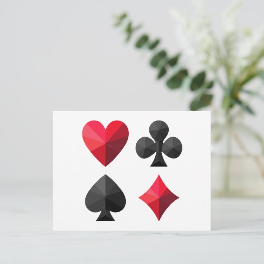 のカード遊の4つのスーツ:ハート、クラブ、スペード ポストカード (スタンド正面)