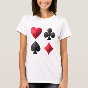 のカード遊の4つのスーツ：ハート、クラブ、スペード Tシャツ