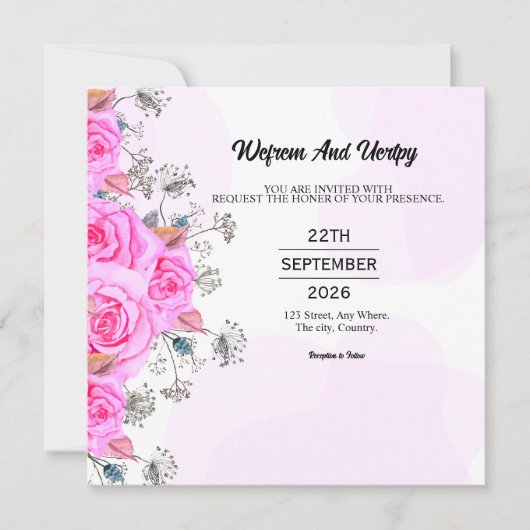 のカー結婚ドエレガント招待状カードテンプレート 招待状 (正面)