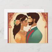 のカー結婚ドデザイン、シンプルおよびエレガント、カップルna インビテーションポストカード (正面/裏面)