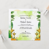 のカー結婚ド水カラー招待状 カード (正面/裏面インサイチュ)