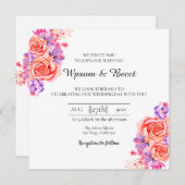 のカー結婚ド美しいフローラ認識カード 招待状 (正面/裏面)