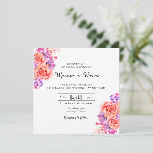 のカー結婚ド美しいフローラ認識カード 招待状 (スタンド正面)