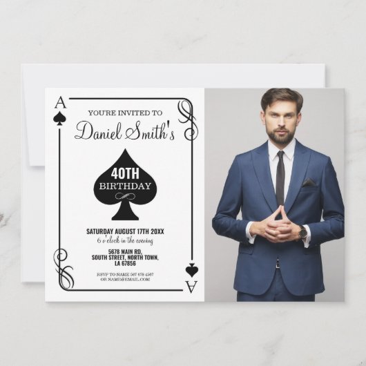 のカー遊ド誕生日エースベガスカジノフォト 招待状 (正面)