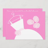 のガウン結婚ピンクブライダルシャワー水平 招待状 (正面/裏面)