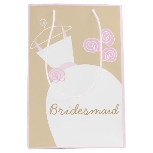 のガウン結婚ピンクベージュのベージュブリーズメイドピンクのミディアム ミディアムペーパーバッグ (正面)