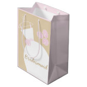 のガウン結婚ピンクベージュのベージュブリーズメイドピンクのミディアム ミディアムペーパーバッグ (裏面アングル)