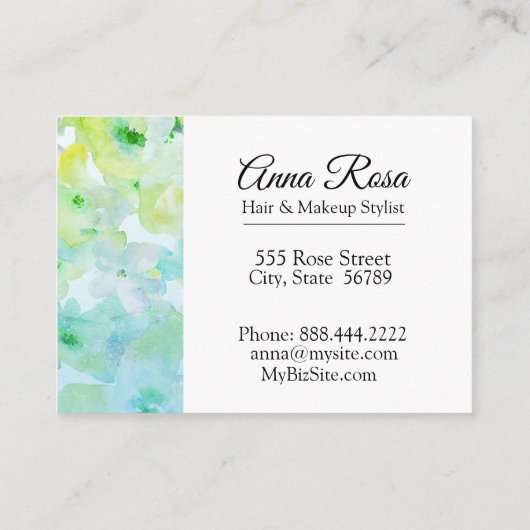 *~*のガーリーで人気があるな花のターコイズの緑の美しい 名刺 (裏面)