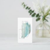 *~*のガーリーで幾何学的な銀及びターコイズの水彩画 名刺 (スタンド正面)