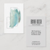 *~*のガーリーで幾何学的な銀及びターコイズの水彩画 名刺 (正面/裏面)