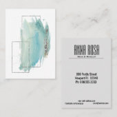 *~*のガーリーで幾何学的な銀製のターコイズの水彩画 名刺 (正面/裏面)