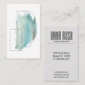 *~*のガーリーな幾何学的な銀及びターコイズの水彩画 名刺 (正面/裏面)