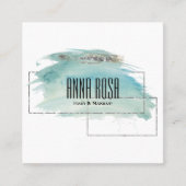 *~*のガーリーな幾何学的な銀製のターコイズの水彩画 スクエア名刺 (正面)