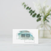 *~*のガーリーな幾何学的な銀製のターコイズの水彩画 名刺 (スタンド正面)