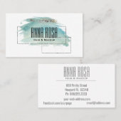 *~*のガーリーな幾何学的な銀製のターコイズの水彩画 名刺 (正面/裏面)