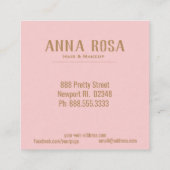 *~*のガーリーな金ゴールドの幾何学的なモモのピンク及び水彩画 スクエア名刺 (裏面)