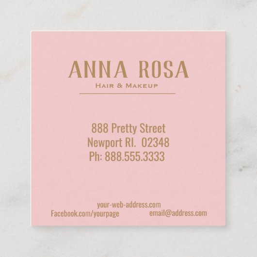 *~*のガーリーな金ゴールドの幾何学的なモモのピンク及び水彩画 スクエア名刺 (裏面)