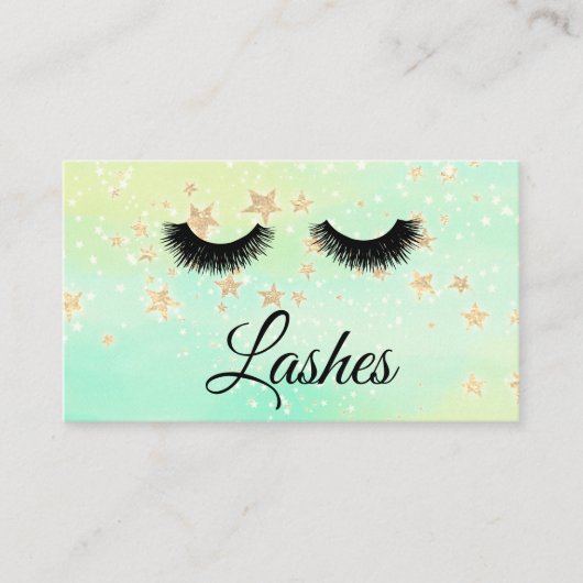 *~*のガーリーな金ゴールドの星の鞭延長グリッター 名刺 (正面)