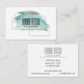 *~*のガーリーな銀製の幾何学的なターコイズの水彩画 名刺 (正面/裏面)