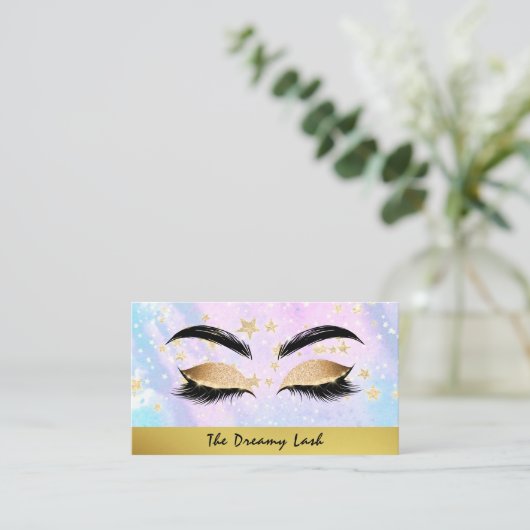 *~*のガーリーな青いピンクの星の鞭の額延長 名刺 (スタンド正面)
