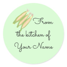 のキッチンから，コブのステッカー上のコーン