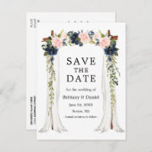 のキャノピ結婚ーの水の色ピンクの埃っぽいブルーフローラ 案内ポストカード (正面/裏面)