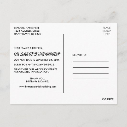 のキャノピ結婚ーの混合フローラの日付の変更 ポストカード (裏面)