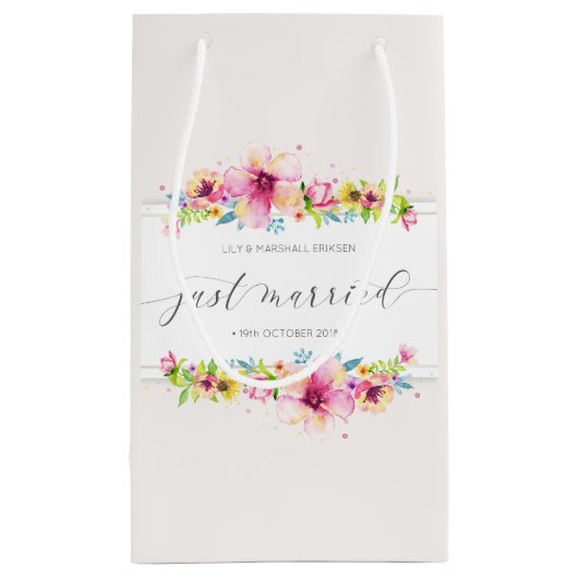 |のギフトバッグを結婚する美しいたった今結婚しました スモールペーパーバッグ (裏面)