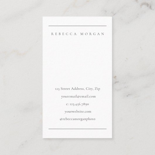 のクシンプルリーン写真 名刺 (裏面)