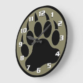 のクラシック黒い輪の中の黒いクマの前足 ラージ壁時計 (傾斜)
