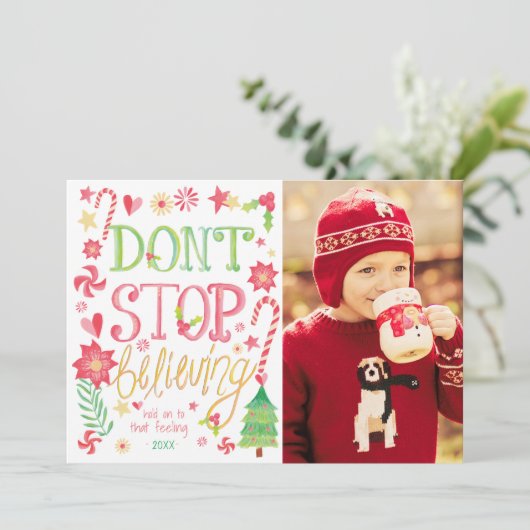 のクリスマス信じクリスマスグリーティングフラットカード シーズンカード (スタンド正面)